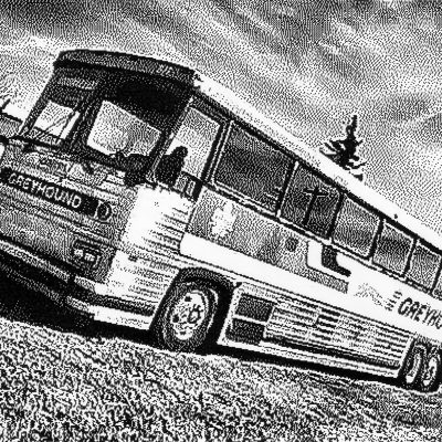 MCI coach with Greyhoud livery, Barons, AB, 2026-03-07
